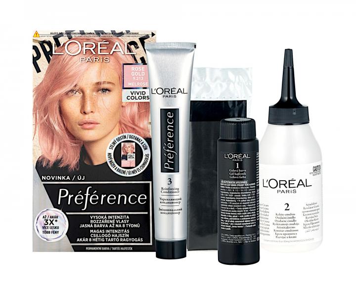 Permanentní barva na vlasy Loréal Préférence 9.213 Rose Gold - růžovozlatá