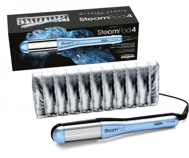 Parní žehlička na vlasy Loréal Professionnel SteamPod 4 Glacial Utopia - metalická světle modrá