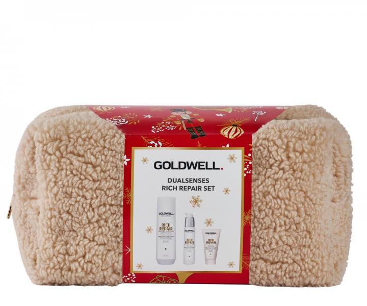 Drkov sada pro such vlasy Goldwell Dualsenses Rich Repair Set + kosmetick tatika zdarma