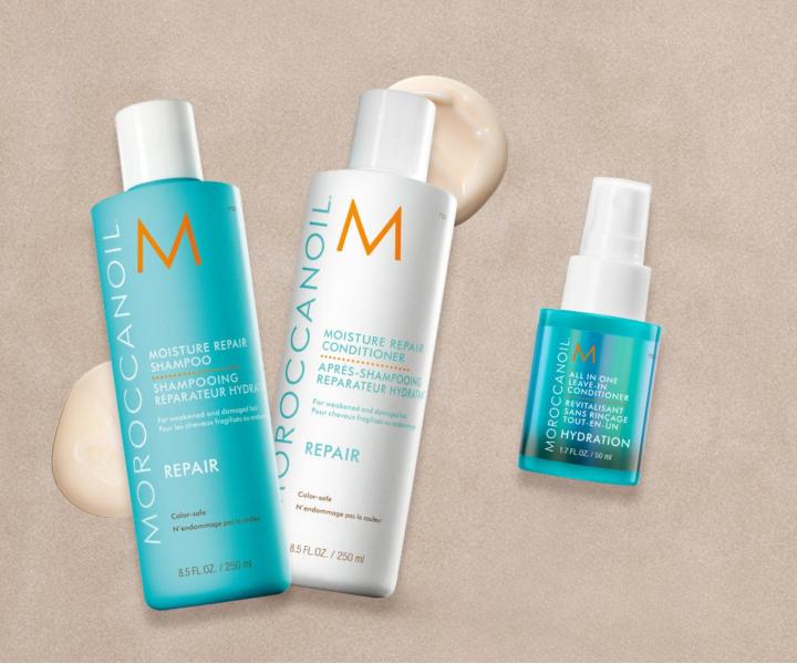 D�rkov� sada pro regeneraci po�kozen�ch vlas� Moroccanoil Repair Collection + bezoplachov� p��e a ta�ti�ka zdarma
