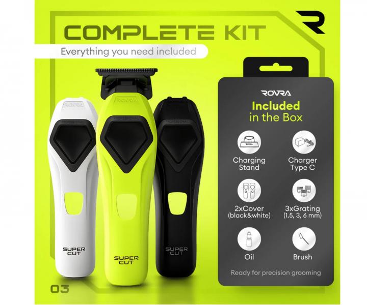 Profesion�ln� konturovac� strojek na vlasy s v�m�nn�mi kryty Rovra Supercut Professional Trimmer RT-89 - zelen�/b�l�/�ern�