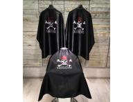 Pánská pláštěnka na stříhání vlasů a vousů Pirates of the Barbertime Crystal Barber Cape - černá