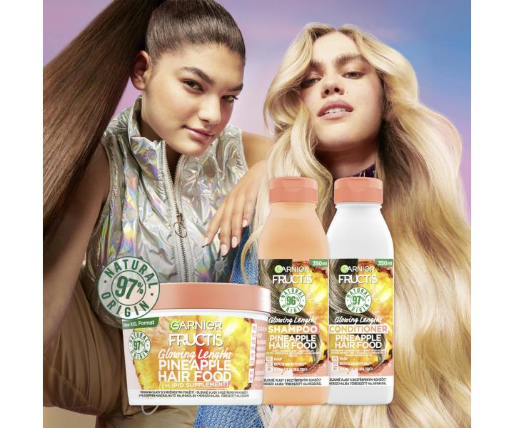 Rozjasňující maska pro dlouhé vlasy Garnier Fructis Pineapple Hair Food 3 Usages Mask - 400 ml