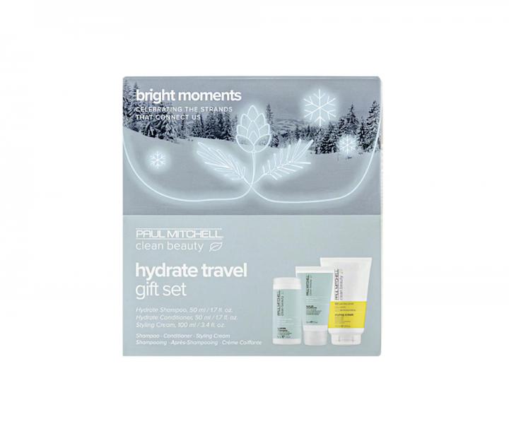 Dárková cestovní sada pro suché vlasy Paul Mitchell Clean Beauty Hydrate Travel Bright Moments