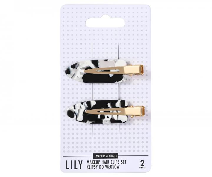 Spony do vlas� s podlo�kami Sister Young Lily Makeup Hair Clips Set - 6 cm, 2 ks - �ernob�l�