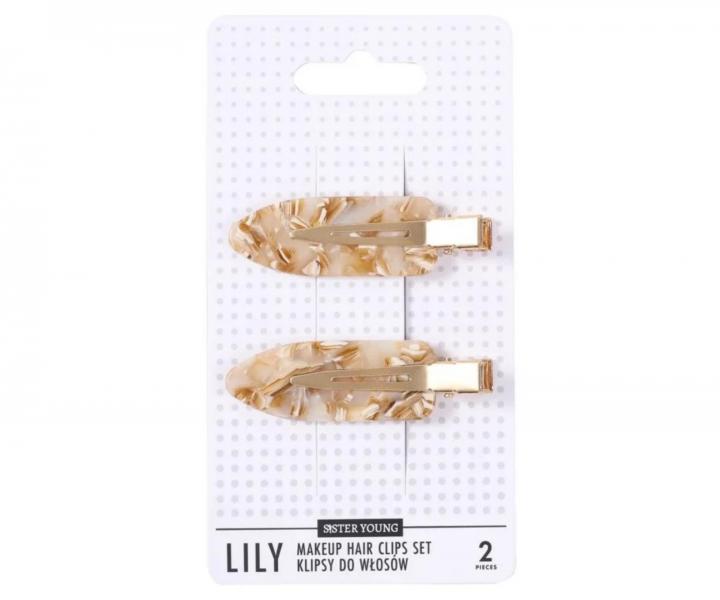 Spony do vlas� s podlo�kami Sister Young Lily Makeup Hair Clips Set - 6 cm, 2 ks