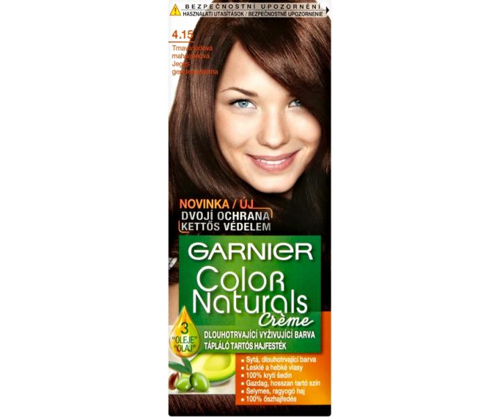 Sada 2 ks permanentn barvy Garnier Color Naturals 4.15 + gumiky Loral Paris zdarma