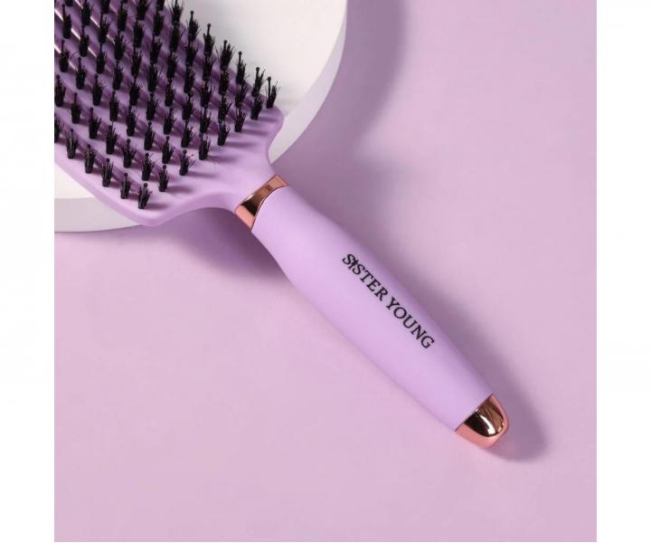 Kart�� na roz�es�v�n� a fouk�n� vlas� s kan��mi a nylonov�mi �t�tinami Sister Young Ovia Hair Brush - fialov�