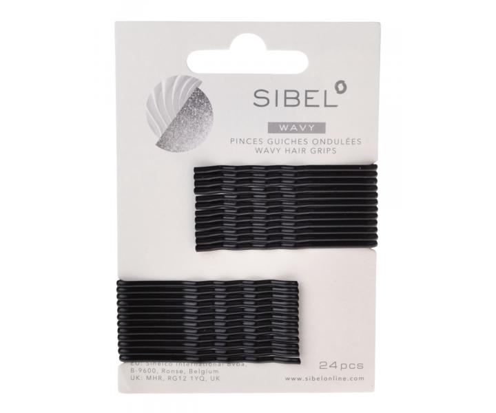 Vlnitá sponka Sibel Wavy - 5 cm, černá - 24ks