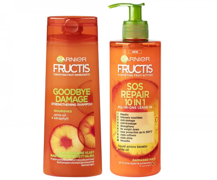 Dárková sada pro poškozené vlasy Garnier Fructis Goodbye Damage - šampon 250 ml + péče 400 ml