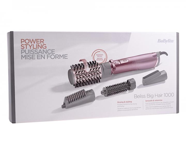 Horkovzdušná rotační kulma BaByliss Beliss Big Hair AS960E - 1000 W, starorůžová
