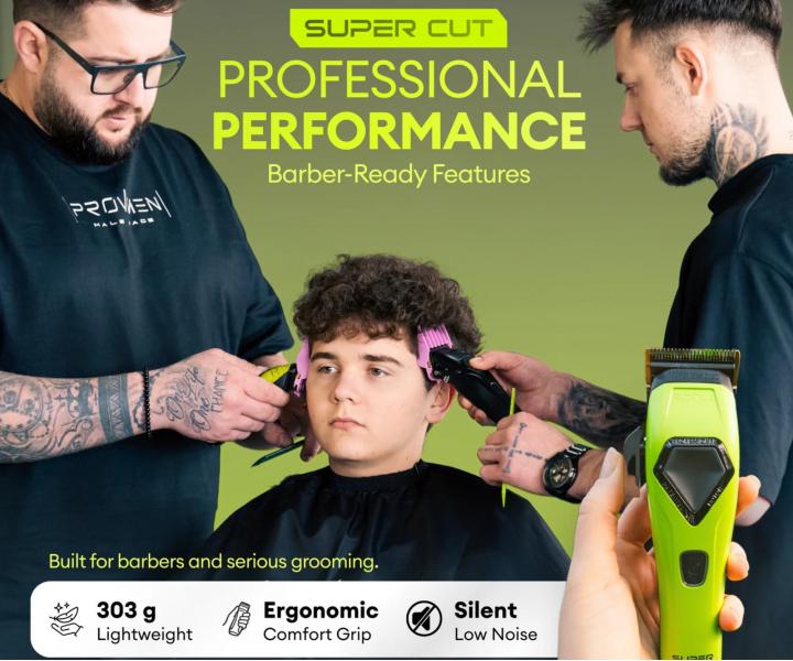 Profesion�ln� st�ihac� strojek na vlasy s vym�nn�mi kryty Rovra Super Cut Professional 5209 - neonov� zelen�/b�l�/�ern�
