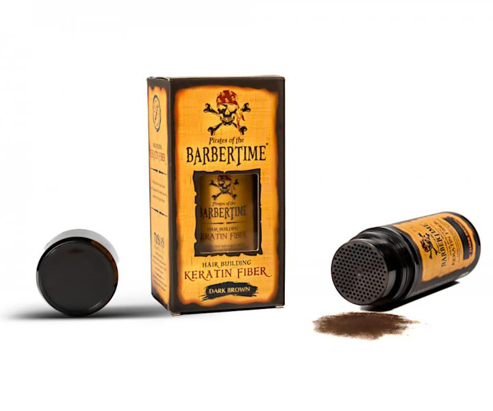 Pudr pro zakrytí řídnoucích vlasů Barbertime Hair Building Keratin Fiber - 21 g, tmavě hnědý (bonus)