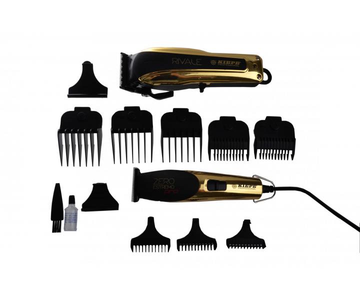 Set klasického a konturovacího strojku Kiepe Rivale + Zero Estremo Golden Combo