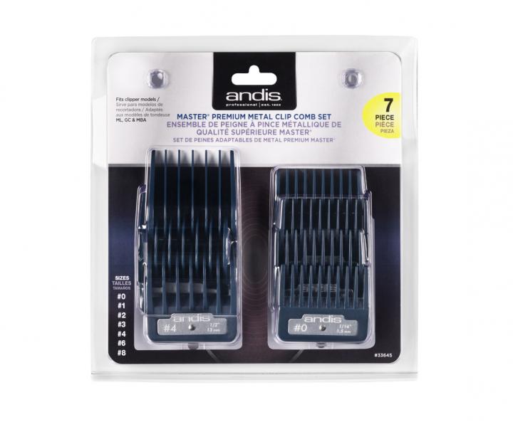 Sada nhradnch nstavc Andis Master Premium Metal Clip Comb Set - 7 ks