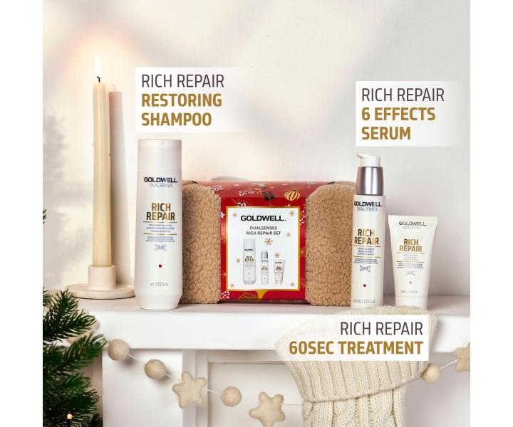Drkov sada pro such vlasy Goldwell Dualsenses Rich Repair Set + kosmetick tatika zdarma