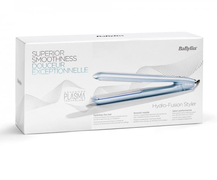 Žehlička na vlasy s duální ionizací Babyliss Hydro-Fusion Styler - světle modrá