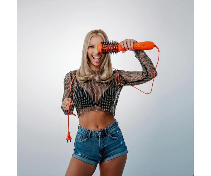 Oválný horkovzdušný kartáč na vlasy Freylish Hot Air Brush 2.0 - 1000 W, oranžový
