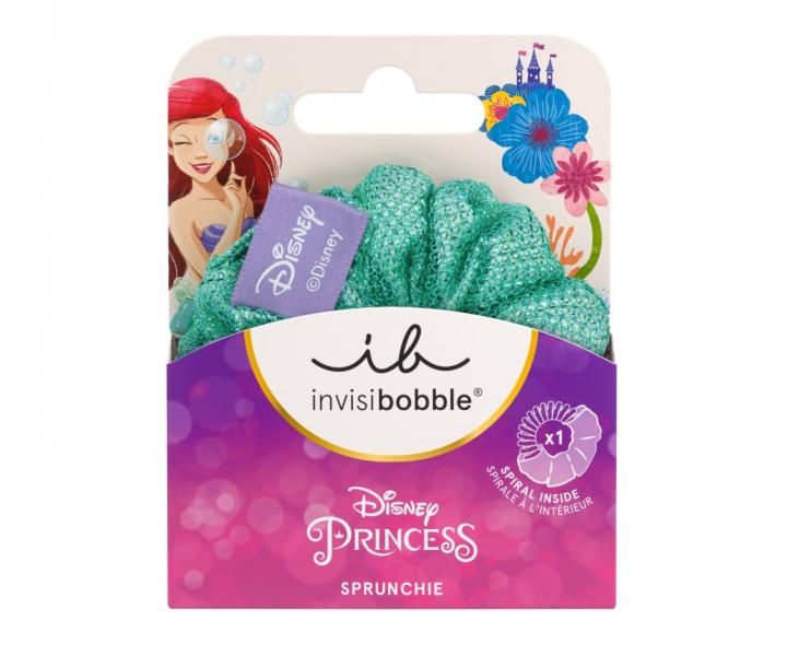 Dtsk ozdobn spirlov gumika Invisibobble Sprunchie Disney Ariel - tyrkysov