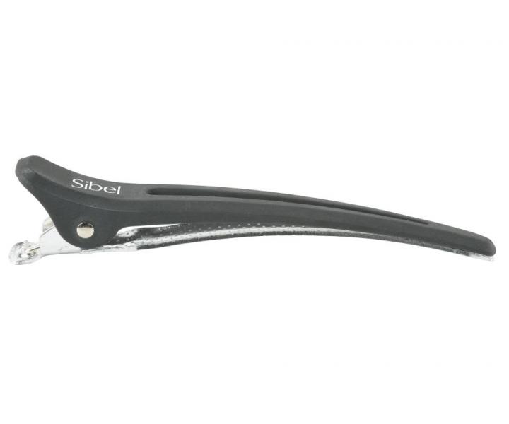 Karbonové klipsy do vlasů Sibel Carbon Line - 12 cm, černé - 6 ks