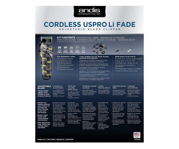 Profesionln sthac strojek Andis Cordless USPro Li Fade 73100