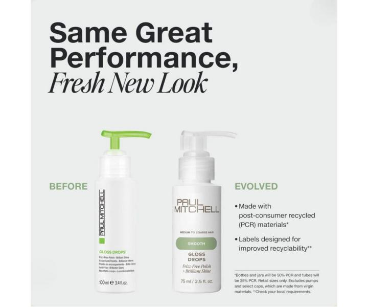 S�rum pro z��iv� lesk a uhlazen� st�edn� hrub�ch a� hrub�ch vlas� Paul Mitchell Smooth Gloss Drops - 75 ml