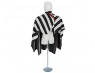Pánská pláštěnka na stříhání vlasů a vousů Barbertime Black White Banded Pro Barber Cape XXL - černá