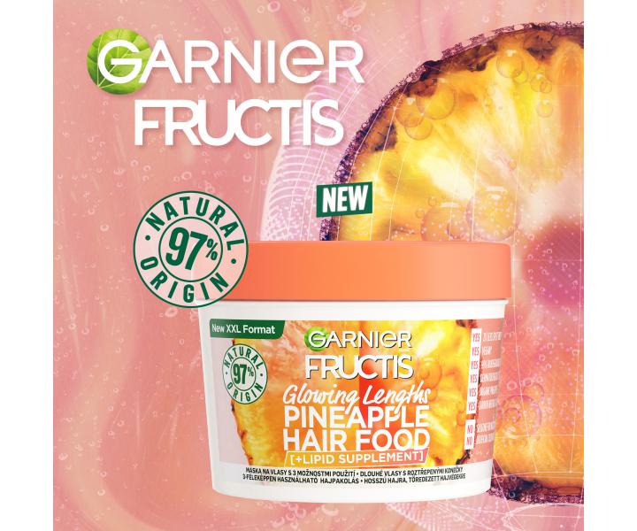 Rozjasujc maska pro dlouh vlasy Garnier Fructis Pineapple Hair Food 3 Usages Mask - 400 ml