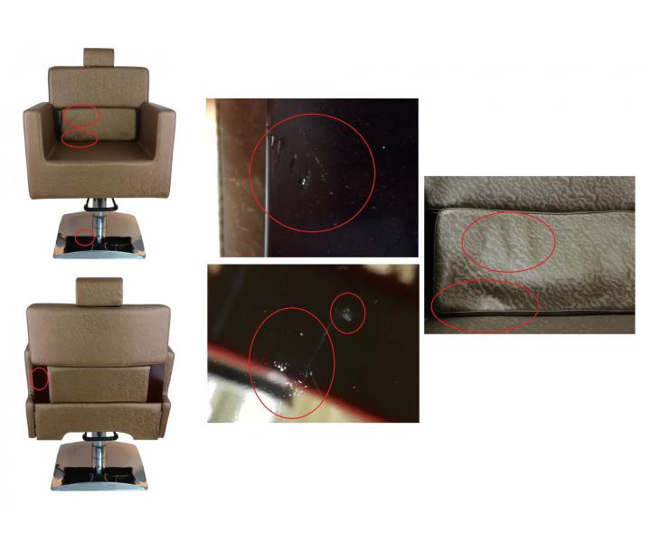 Kadeřnické barber křeslo Detail Larry - zlatohnědé - II. - jakost - promáčklá opěrka, oděrky