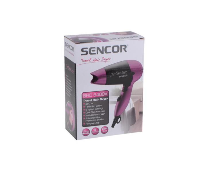 Cestovní fén na vlasy Sencor SHD 6400V - 850 W, fialovo-černý