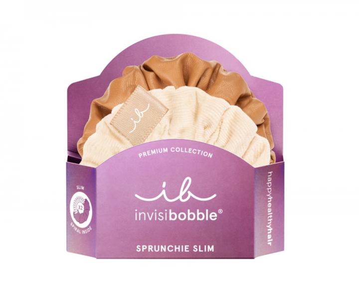 Ozdobné spirálové gumičky Invisibobble Sprunchie Slim Premium Creme De Caramel - 2 ks