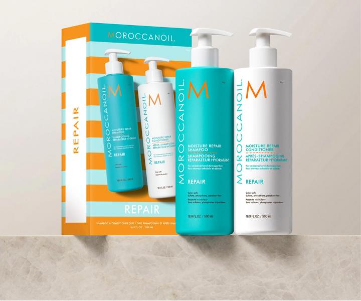 D�rkov� sada pro regeneraci po�kozen�ch vlas� Moroccanoil Repair Duo - 2 x 500 ml