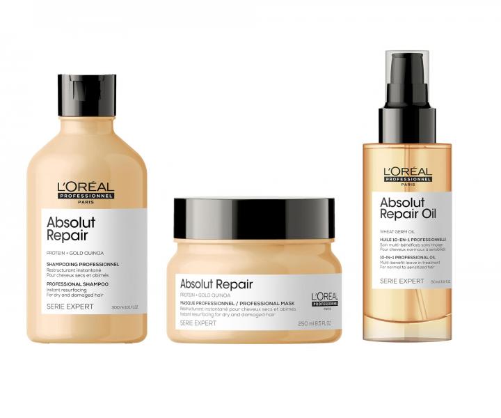Dárková sada pro suché a poškozené vlasy Loréal Professionnel Serie Expert Absolut Repair Trio