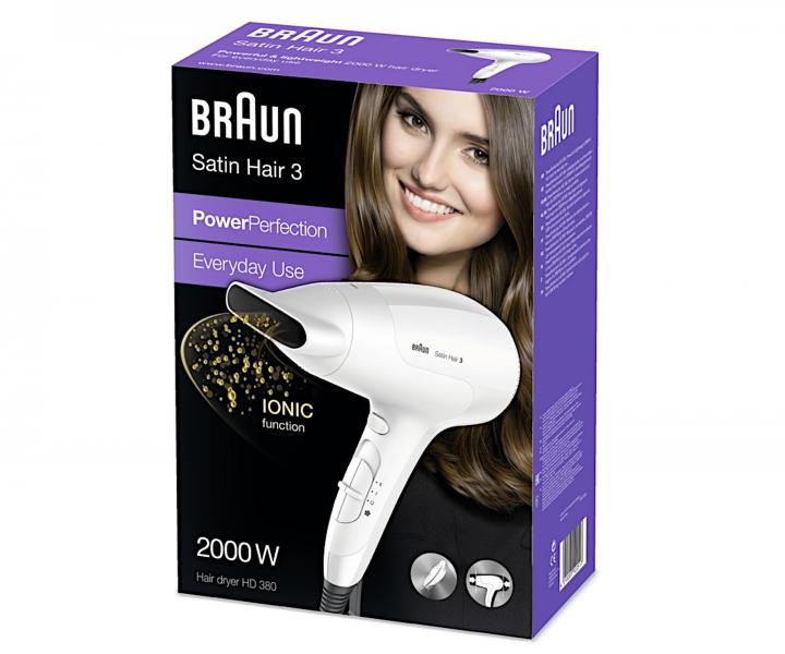 Fén na vlasy Braun Satin Hair 3 HD 380 - 2000 W, bílý