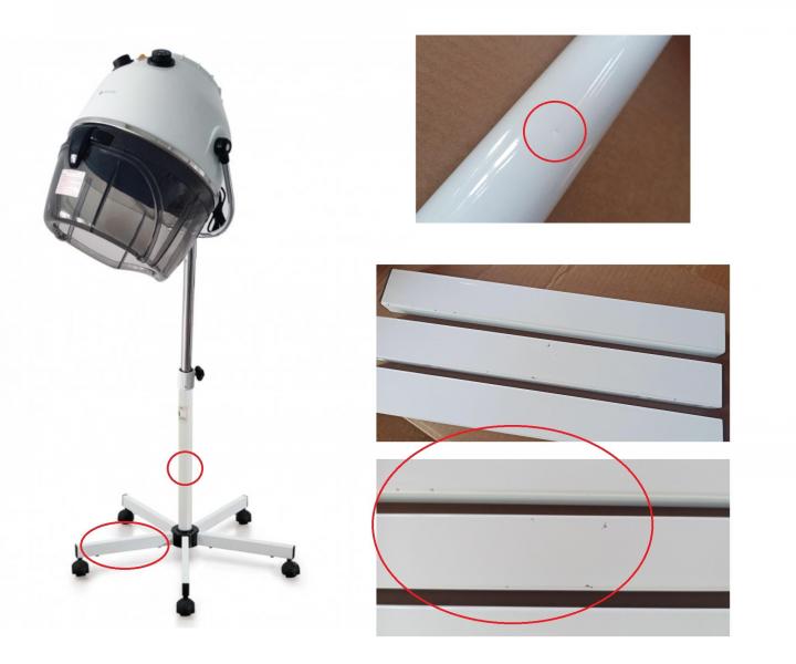 Su�ic� helma na stojanu Hairway 49013 - b�l�, II. jakost - od�rky na podstavci, prom��klina na ty�i