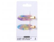 Spony do vlas� s podlo�kami Sister Young Lily Makeup Hair Clips Set - 6 cm, 2 ks - r��ovo-fialov�