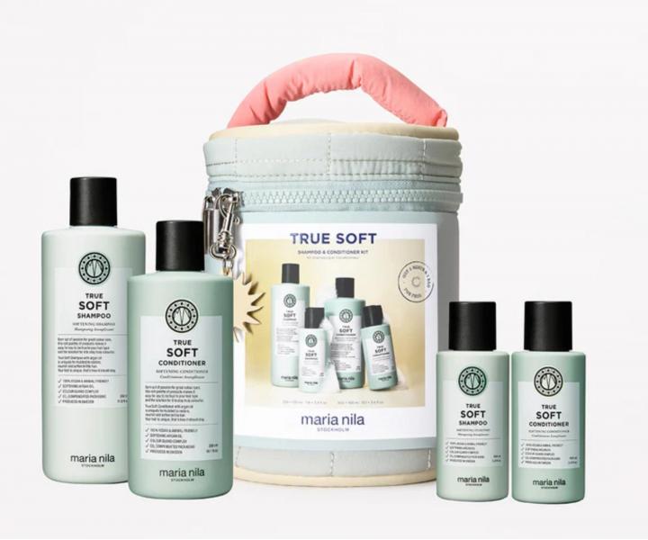D�rkov� sada pro such� vlasy Maria Nila True Soft Beauty Bag + kosmetick� ta�ka zdarma