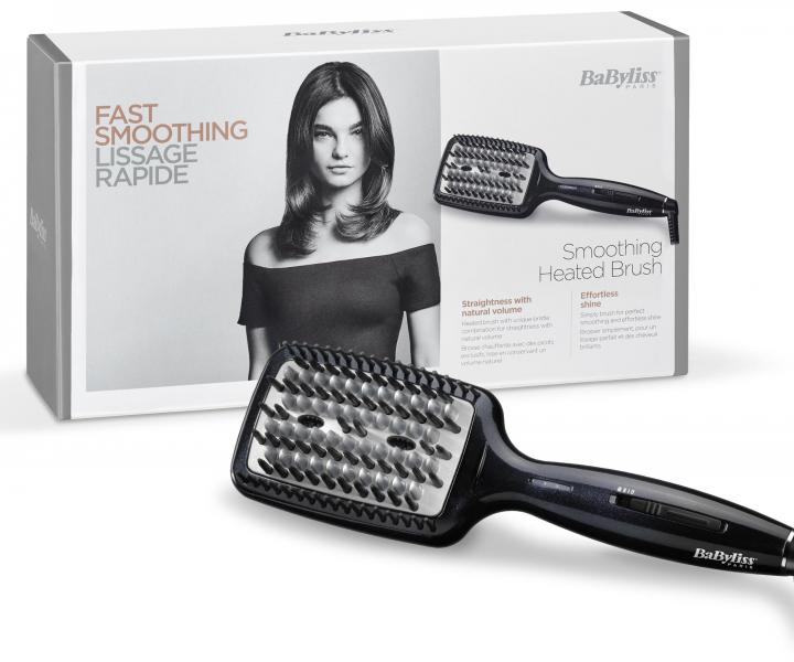 Nahřívací žehlící kartáč na vlasy Babyliss Smoothing Heated Brush - černý