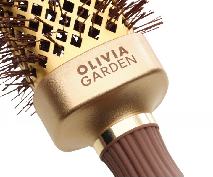 Čtverhranný foukací kartáč na vlasy Olivia Garden Expert Blowout Straight Gold & Brown - 40 mm