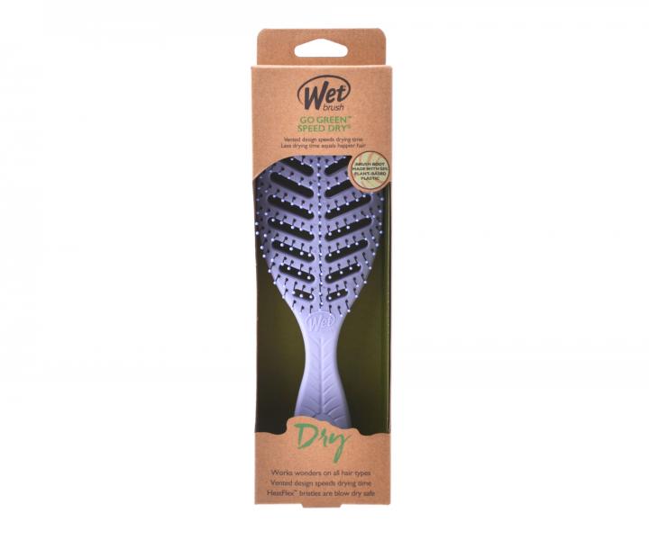 Kartáč na rozčesávání a foukání vlasů z organického materiálu Wet Brush Speed Dry Go Green - fialový