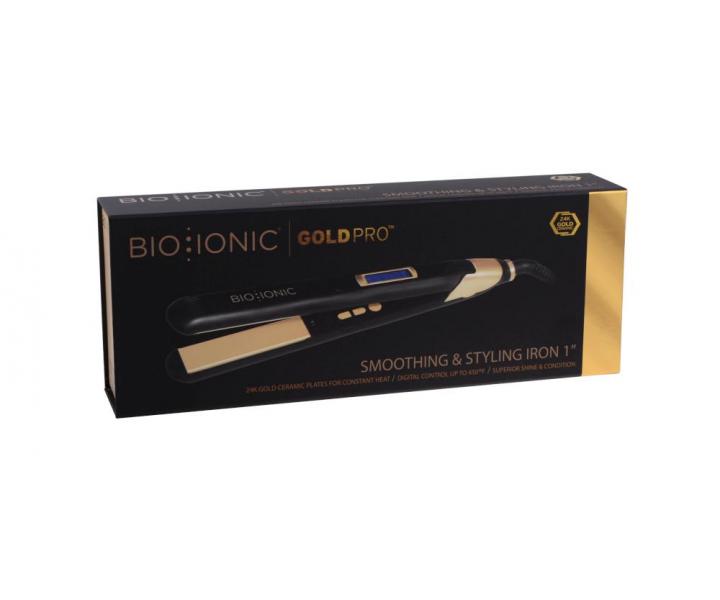 Žehlička na vlasy Bio Ionic s obsahem 24K zlata, 25 mm - černo-zlatá