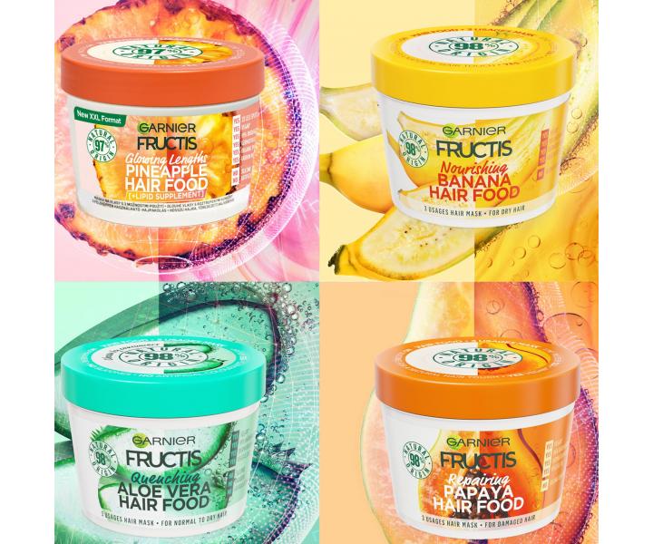 Regenerační maska pro poškozené vlasy Garnier Fructis Papaya Hair Food 3 Usages Mask - 400 ml