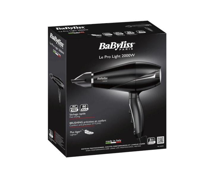 Fén na vlasy BaByliss 6604E Le Pro Light, černý + Široký plochý kartáč na vlasy BaByliss ZDARMA