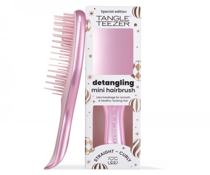 Cestovn� kart�� na roz�es�v�n� vlas� Tangle Teezer Ultimate Detangler Mini Chrome Pink Satin - metalick� sv�tle r��ov�