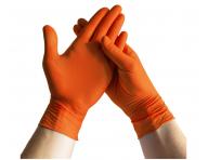 Silné nitrilové zdrsněné rukavice Espeon Nitril Extra Strong 3 - 100 ks, oranžové, velikost L