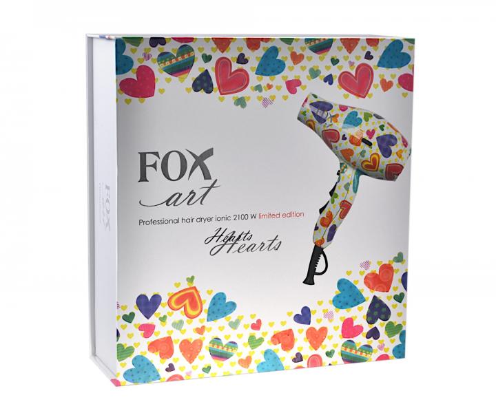 Profesionální fén na vlasy Fox Art Heart - 2100 W, bílý se srdíčky