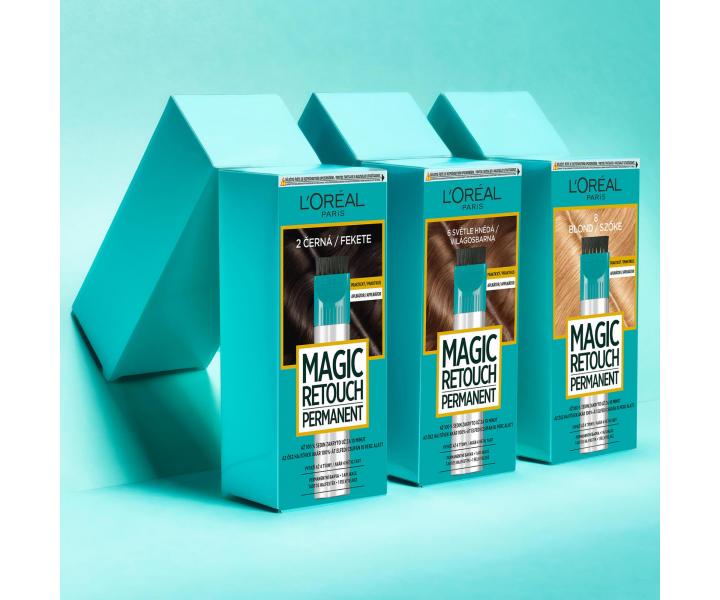 Permanentní barva na odrosty a šediny Loréal Magic Retouch Permanent - odstín 4, tmavě hnědá